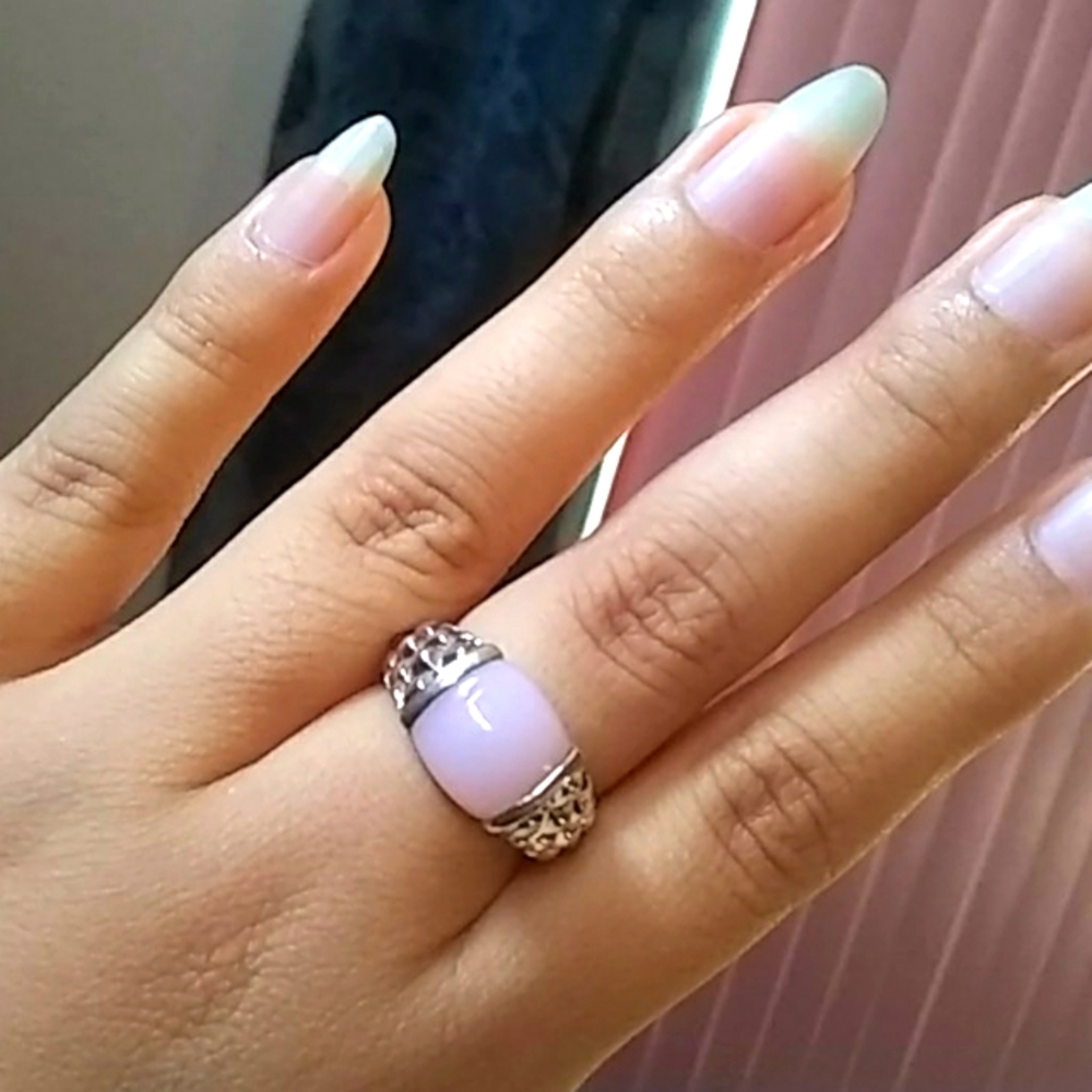 925 Solid Silver Sterling Ring Pink Gem - image 1